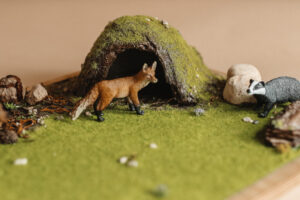 taca tematyczna las, makieta sensoryczna, sensoryczny las dla dzieci, makieta łąki , Hajo