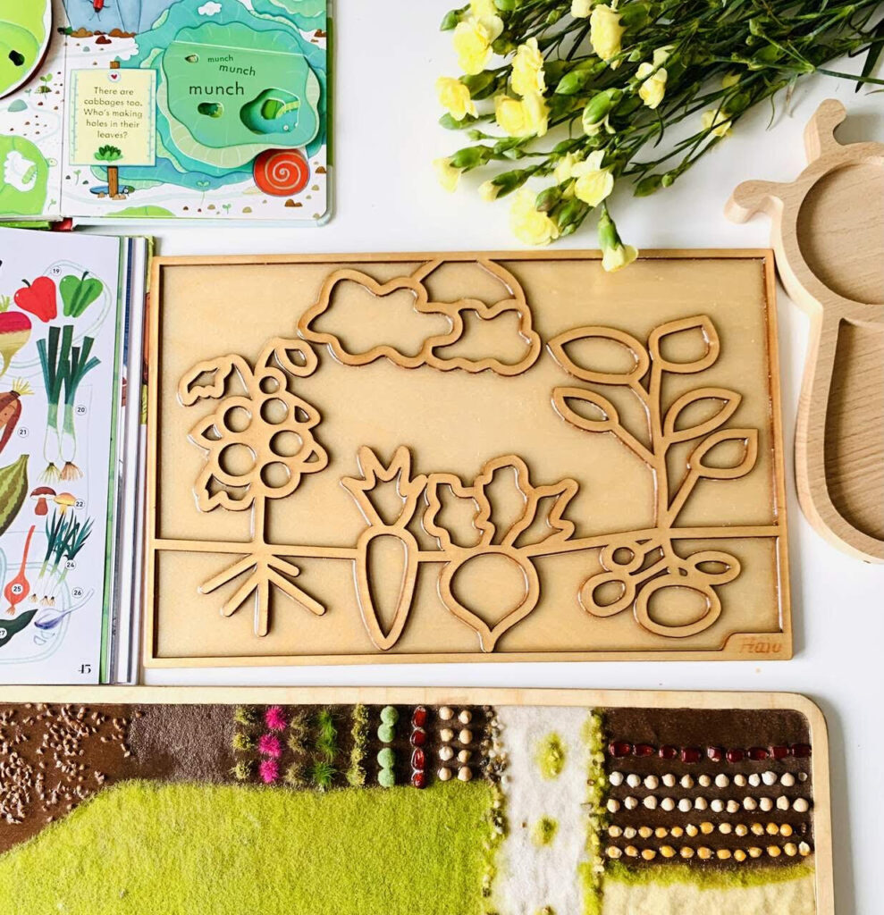 ogród warzywny sensoryczna kolorowanka