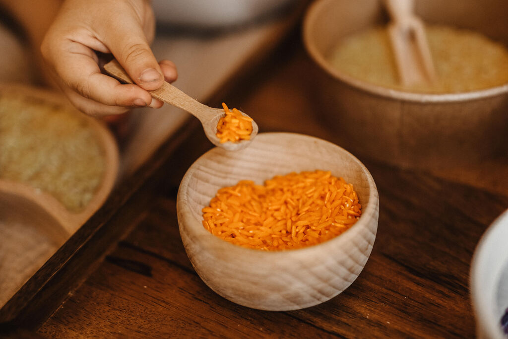 Kolorowe ziarna, ryż, ciecierzyca, kukurydza, do wysypywania hajo Kids, panele sensoryczne, sensobox