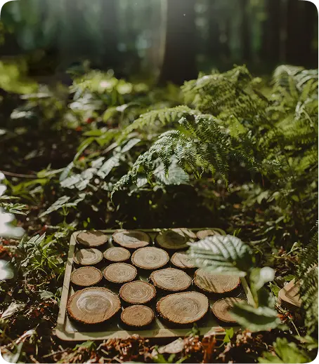 Las z drewnianymi elementami